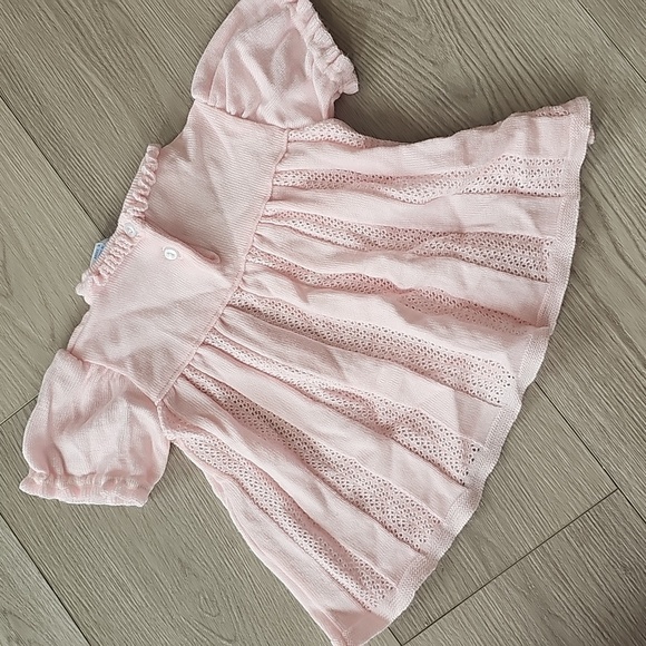 Vintage Ja. nor Knit Delicate Pointelle Light Pink Floral Embroidered Dress, 18m - Picture 9 of 10